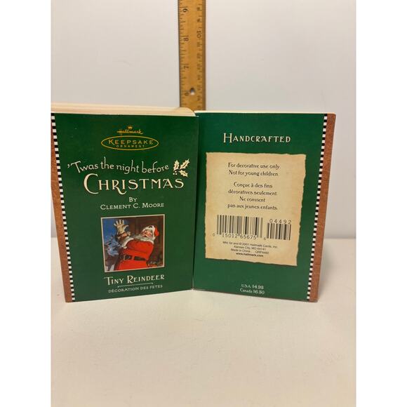 2001 Hallmark Tiny Reindeer Keepsake Ornament  "Twas the Night Before Christmas" - Picture 2 of 2